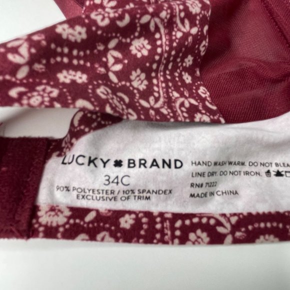 Lucky Brand maroon print women's size 34C padded bra - Picture 3 of 3